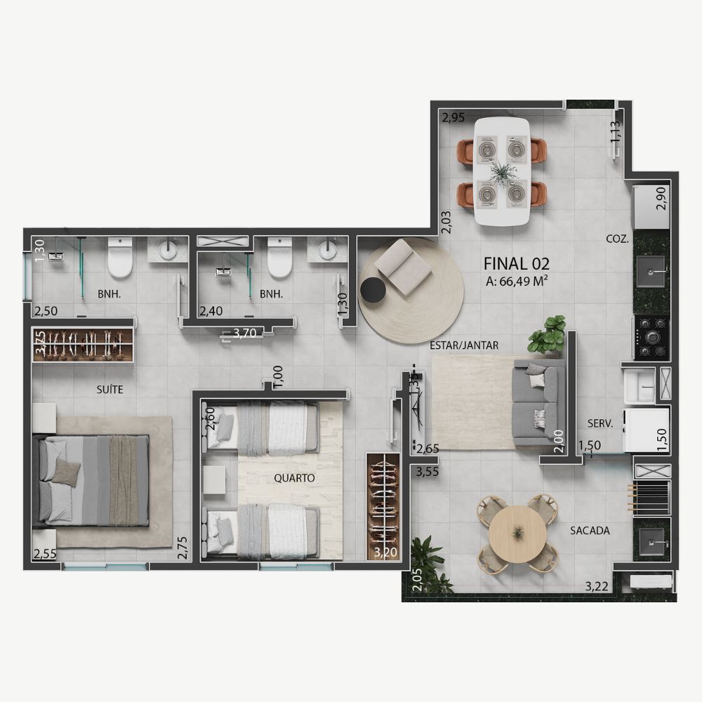 Planta 66,49m²