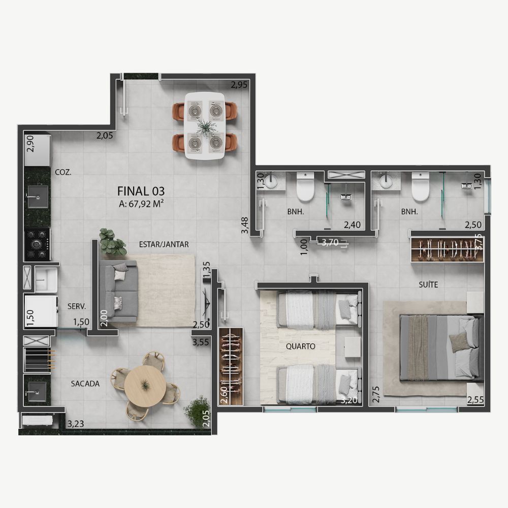 Planta 67,92m²