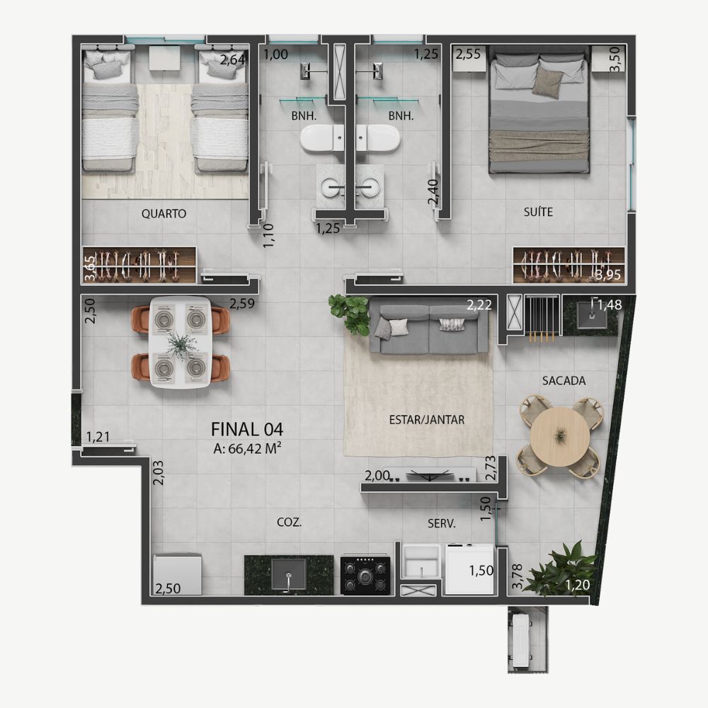 Planta 66,42m²